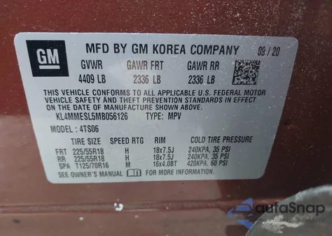 2021 Buick Encore Gx Awd Select from USA, damaged, VIN KL4MMESL5MB056126